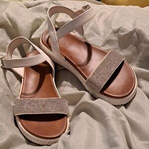 MIA White and Tan Sandals with Minimalist Design